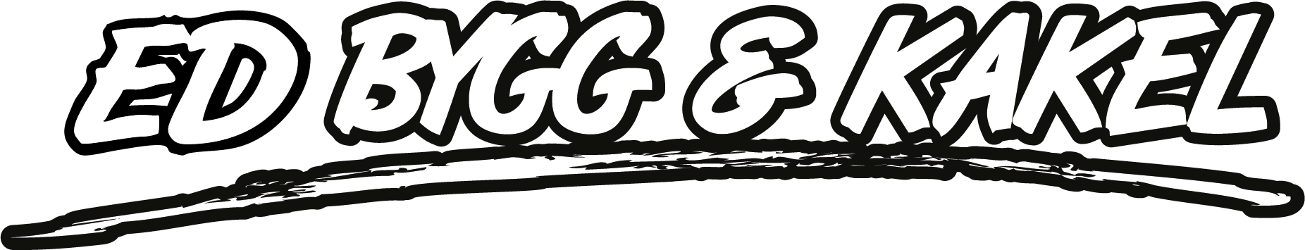 ED bygg & kakel logga med understrykning i vit och svart.