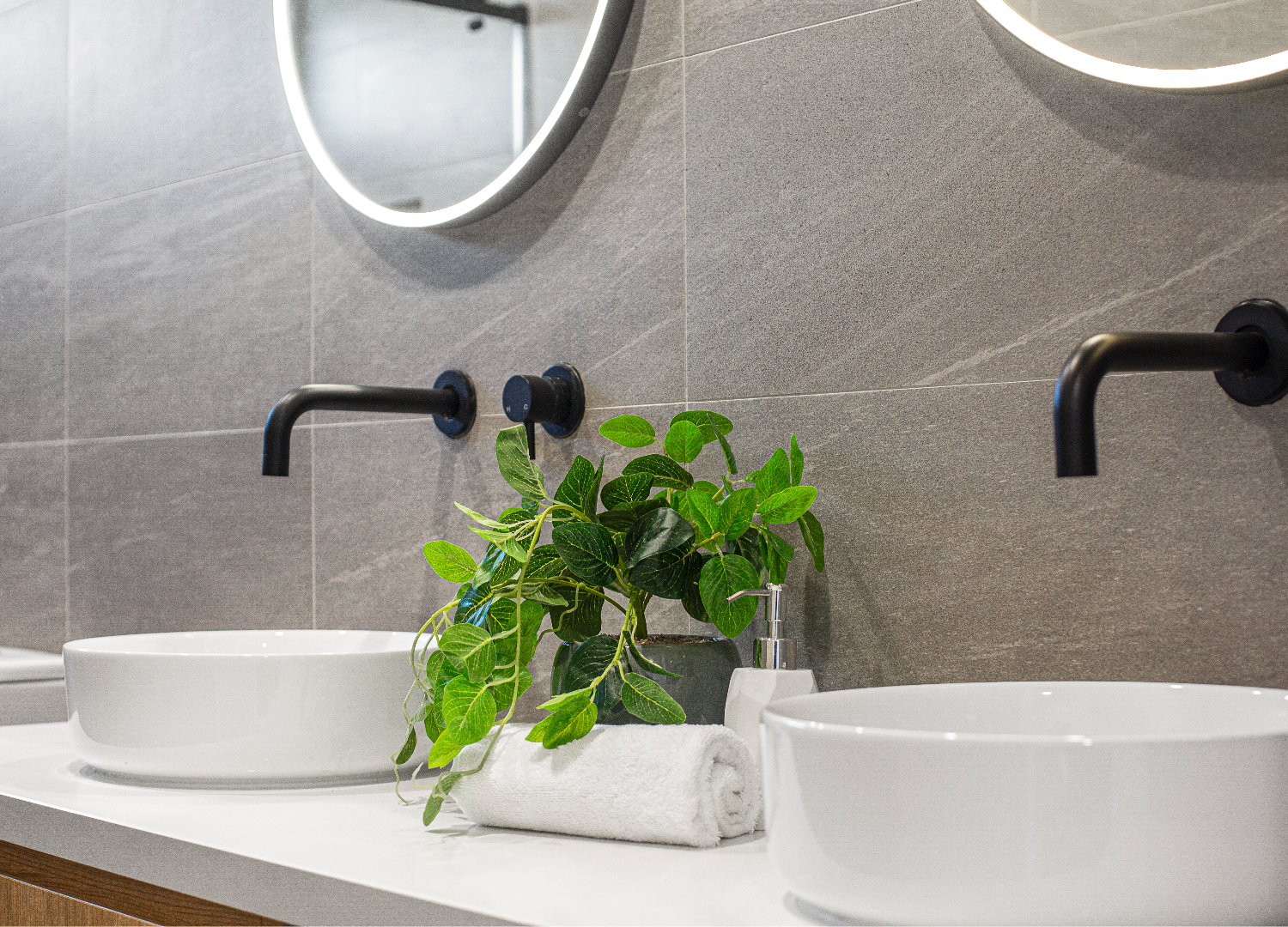 En växt mellan två speglar.